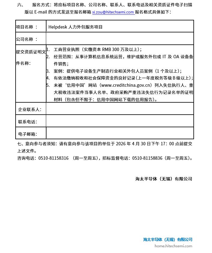 Helpdesk人力表包服务项目 招标布告(图2)